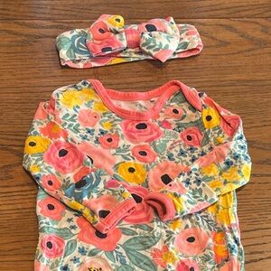 Little Sleepies Pink Floral Baby Outfit